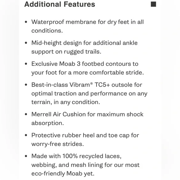 MERRELL MENS MOAB 3 MID WATERPROOF HIKING BOOTS - Picture 14 of 15